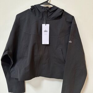 ALO Yoga Black Enhance Bonded Hooded Jacket